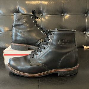Chippewa Black Leather Service Boots Vibram Outsole